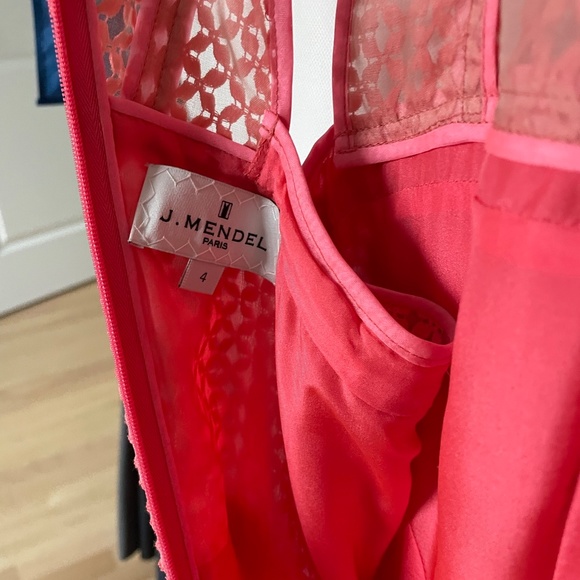 J. MENDEL Floral Graphic Lace Dress in Coral - Picture 4 of 7